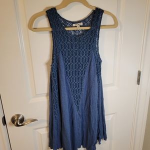 Blue Billabong swimsuit cover/dress with knit detailing, size large